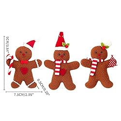 3 Pack Plush Gingerbread Man or Lady Ornaments for