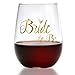 Bride to Be Stemless Wine Glass with 22k Liquid Gold Lettering, 17oz