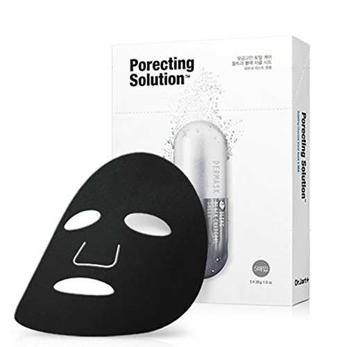 5 sheets of Dr. Jart Dermask Ultra Jet Porecting Solution Bubbling Charcoal Masks (Minimizes and purifies pores)