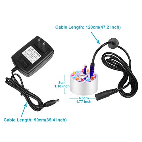 OTTFF Changing Color 12 LED Mist Maker Fog Machine Pond Fogger Air Humidifier, Aluminum Body for Aquarium Fish Pool Water Fountain Rockery Decoration