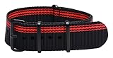 Clockwork Synergy Premium Nylon Nato Watch Straps bands PVD Black Hardware (20mm, Ducati Black / Red)