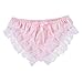 MSemis Men Sissy Crossdress Panties Lace Satin Frilly Ruffled Bloomer Thong Underwear Lingerie Pink Medium (Waist 30.0''-46.0