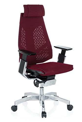 HJH-Office-652603-Sedia-Executive-Genidia-PRO-Tessuto-di-Rete-Bordeaux-Sedia-da-Ufficio-ergonomica-Cromato