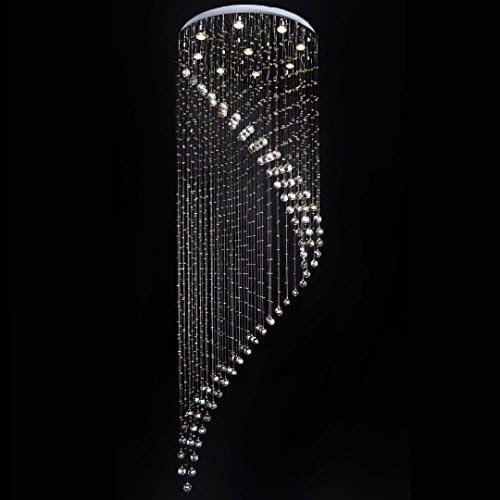 Contempo Collection Chandelier Pendant Rain Drop K9 Crystal - 9 Free LIGHTS inclueded , Ceiling Lighting Fixture Modern Chandelier for Living Room Hotel Hallway Foyer Entry Way - Downlight