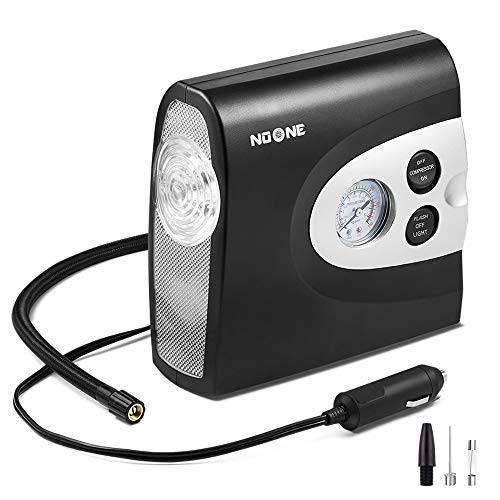 NoOne Air Compressor Tire Inflator, 12V DC Portable Car Tire Inflator Pump, Digital Pressure Gauge, Led Light, Designed for Car Bicycle Motorcycle Ball Air Matresses