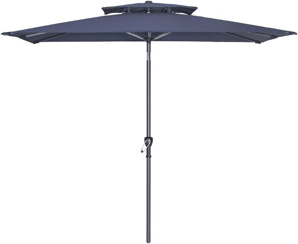 Amazon Com Crestlive Products 500h Fadesafe 10 X 6 5 Ft Rectangular Patio Market Umbrella Aluminum Table Umbrella Double Top With 8 Steel Ribs Crank System Push Button Tilt 240g Polyester Fabric