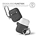 elago Silicone Case with Keychain Compatible with Apple AirPods Case 1 & 2, Front LED Visible, Supports Wireless Charging, Protective Silicone [Dark Grey]