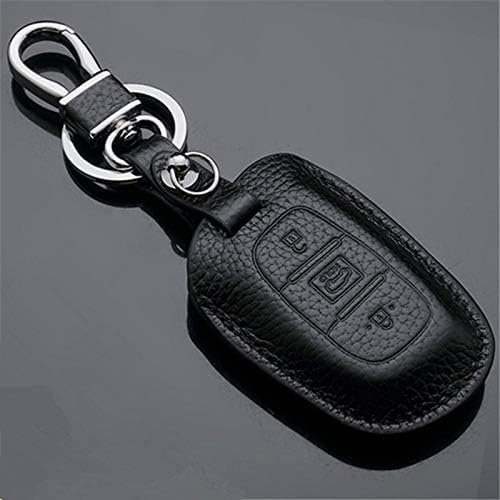 Fricgore - 1Pc Car Key Cover_ Leather 3Button Keyless Entry Smart Key Case Cover For Hyundai Tucson/Sonata9 L1678 - (Color Name:Black)