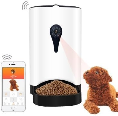Designed in USA Automatic Food Dispenser - App Control, 1MP Camera, Speaker, 4.3L Barrel, Compatible with iOS and Android, for Dry Food.