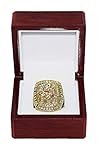 DENVER BRONCOS (Peyton Manning) 2015 SUPER BOWL 50 WORLD CHAMPIONS (Final Game of Career) Collectible High-Quality Replica NFL Football Gold Championship Ring with Cherrywood Display Box