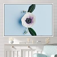 Framed Canvas Wall Art White Flower Snapshot Closeup Floral Multicolor Pastel Photography Relax/Calm Romantics Single - 16x24 inches