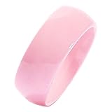 MJ Pink Ceramic Wedding Band Classic High Polished 8mm Men Women Ring