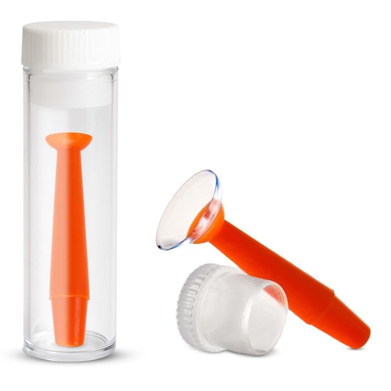 SPORTS WORLD VISION | Contact Lenses Applicator & Remover Tool with Storage Case | 1PC Orange Silicone Lens Inserter with Suction Holder for Coloured Contact Lenses