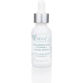 Sea-el Hyaluronic Acid & Vitamin C Facial Serum Drops Firming Hydration & Glow Anti Aging Face Moisturizer - Daily Wrinkle Diminishing Skin Care for Women & Men, Vegan - 1 Fl Oz