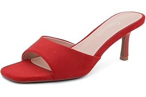 Shoe Land Deverena Womens Low Heels Stilleto Heeled Slides Open Toe One Band Slip on Heeled Mules Black White Nude Green Gold Heels for Prom Party Wedding Vacation