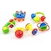 Baby Rattle KAWO Newborn Toys Fun Cartoon Musical Flash Teether Handle and Rattle Play Toy Gift Set for Infant 6 Pieces -Colors May Vary