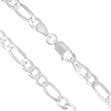 Sterling Silver 4mm - 7.5mm Figaro Link Chain Necklaces and Bracelets, 7.5