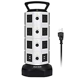 JACKYLED Power Strip - 14 Outlet Plugs with 4 USB Slot 6.5ft Cord Wire Extension 3000W Surge Protector Universal Socket Charging Station for PC Laptops Mobile Devices