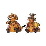 Goose Creek Polystone Table Decor Harvest Pumpkin People Dolls for Home Fall Decor, 2 ASST