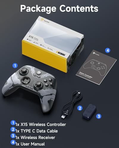 EasySMX X15 Wireless PC Controller with Hall Triggers, Hall Joysticks, Enhanced Bluetooth Game Controller,No Drift No Deadzone effect, Compatible with Windows PC, Android, Steam and Switch