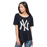 MLB New York Yankees Women's '47 Boyfriend Scoop Neck Tee, Medium, Fall Navy