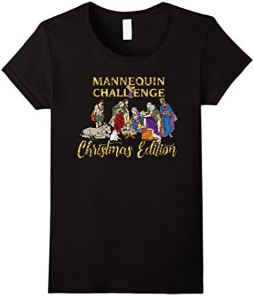 Women's Mannequin Challenge Christmas Edition Funny t-shirt Medium Black