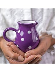 Handmade Purple and White Polka Dot Small 150ml/5oz Ceramic Creamer, Milk Jug, Pourer, Pitcher Jug, Pottery Housewarming Gift for Tea Coffee Lovers by City to Cottage