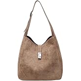 Hibilog Women’s Vintage Suede Slouchy Hobo Bags, Minimalist Shoulder Bag with Zippered Pouch, Retro Purse for Weekend Commute