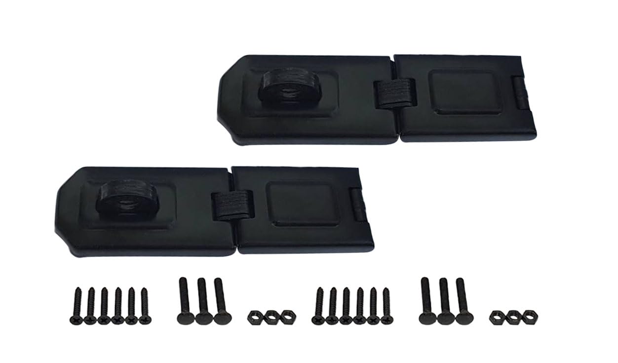 Photo 1 of QCAA Extra Heavy Duty Concealed Safety Hasp, Flexible Link, with Hardened Staple, 6-1/4" Single Flexible, Black Coated, 2 Pack