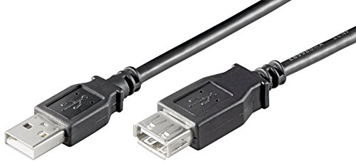 Ewent Kabel USB 2.0 Typ A/Stecker auf A/weiblich, doppelt geschirmt AWG 28 in Kupfer, Rata-Übertragungsrate bis 480 Mbit, Schwarz 3.00 m schwarz