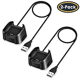 QIBOX Compatible with Fitbit Versa Charger, 2-Pack Replacement USB Charging Cable Dock Stand for Versa / Versa Lite / Versa SE Smartwatch, 3Ft Sturdy Power Charging Cord (Not for Versa 2)