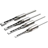 Socoje 4PCS Square Hole Drill Bits for Wood, Woodworking Square Hole Mortising Chisel Drill Set for Precise Woodworking 6.4/8/9.5/12.7mm