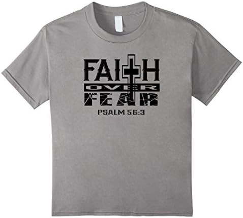 Kids Faith over fear t-shirt bible verse tee 6 Slate