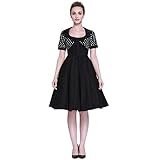 Heroecol Womens Vintage 1950s Dresses Square Neck Bow Short Sleeve 50s 60s Style Retro Swing Cotton Dress