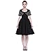 Heroecol Womens Vintage 1950s Dresses Square Neck Bow Short Sleeve 50s 60s Style Retro Swing Cotton Dress
