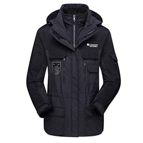 Luca-Coat LUCAMORE Unisex Hooded Waterproof Windbreaker Jacket Detachable Rain Jacket Outdoor Casual Sportswear Black - Thumbnail 7