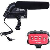 Movo Recording Enhancement Kit with VXR5000PRO Shotgun Condenser Video Microphone, and AX100 2 Channel 3.5mm Audio Adapter for DSLR Cameras &amp; Camcorders