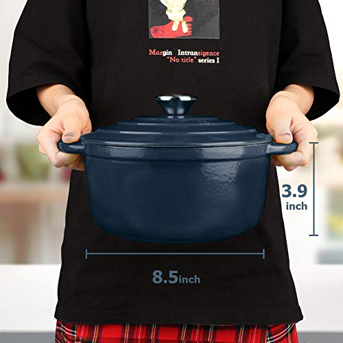 AIDEA Dutch Oven Enameled Cast Iron Round, Bread Baking Pot with Lid