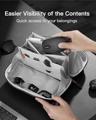 TERRIFI Electronics Organizer Travel Case - Waterproof Tech Pouch, Large Travel-Friendly Bag for Electronic Accessories, Cable, Cord, Charger, Phone - Ideal Tech Organizer for On-the-Go