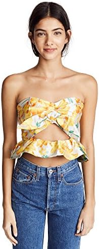 endless rose Women's Floral Brocade Sweetheart Neck Top, Floral Brocade, Small
