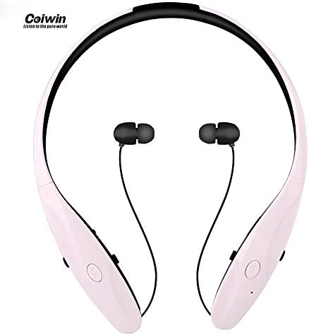 Bluetooth Headphones, Coiwin HWS-950 Bluetooth Neckband Sport Headset Retractable In-ear Earbuds, Hand-free Noise Canceling Headphones for Iphone,Ipad,Samsung and Other Bluetooth Device(HWS-950-White)