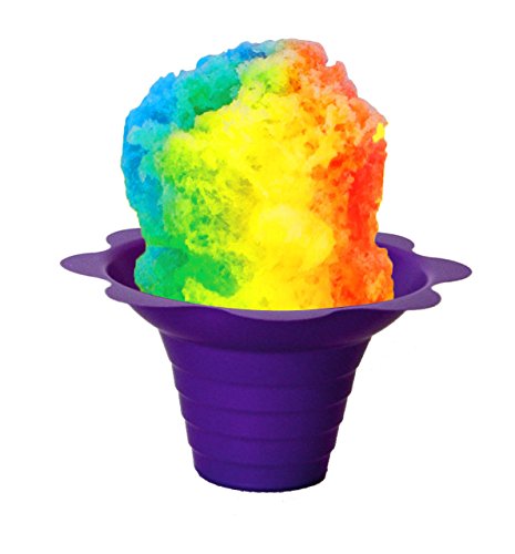 Flower Cups for Serving Shaved Ice or Snow Cones 4 oz, Case of 500, Purple and Yellow