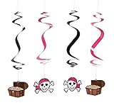 Pink Pirate Girl Party Dangling Swirl Decorations - 12 pcs