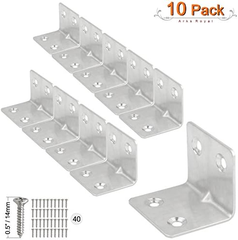 Arks RoyalAngle Codes, Metal Right Angle Corner Brace, Repair Fixing Brackets Joint Fastener with Screws, 10 Pack