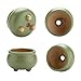 T4U Small Green Ceramic Succulent Planter Pots with Drainage Hole Set of 6, Spring Glaze Porcelain Handicraft Plant Holder as Gift for Mom Sister Daughter for Home Office Garden Desktop Decoration