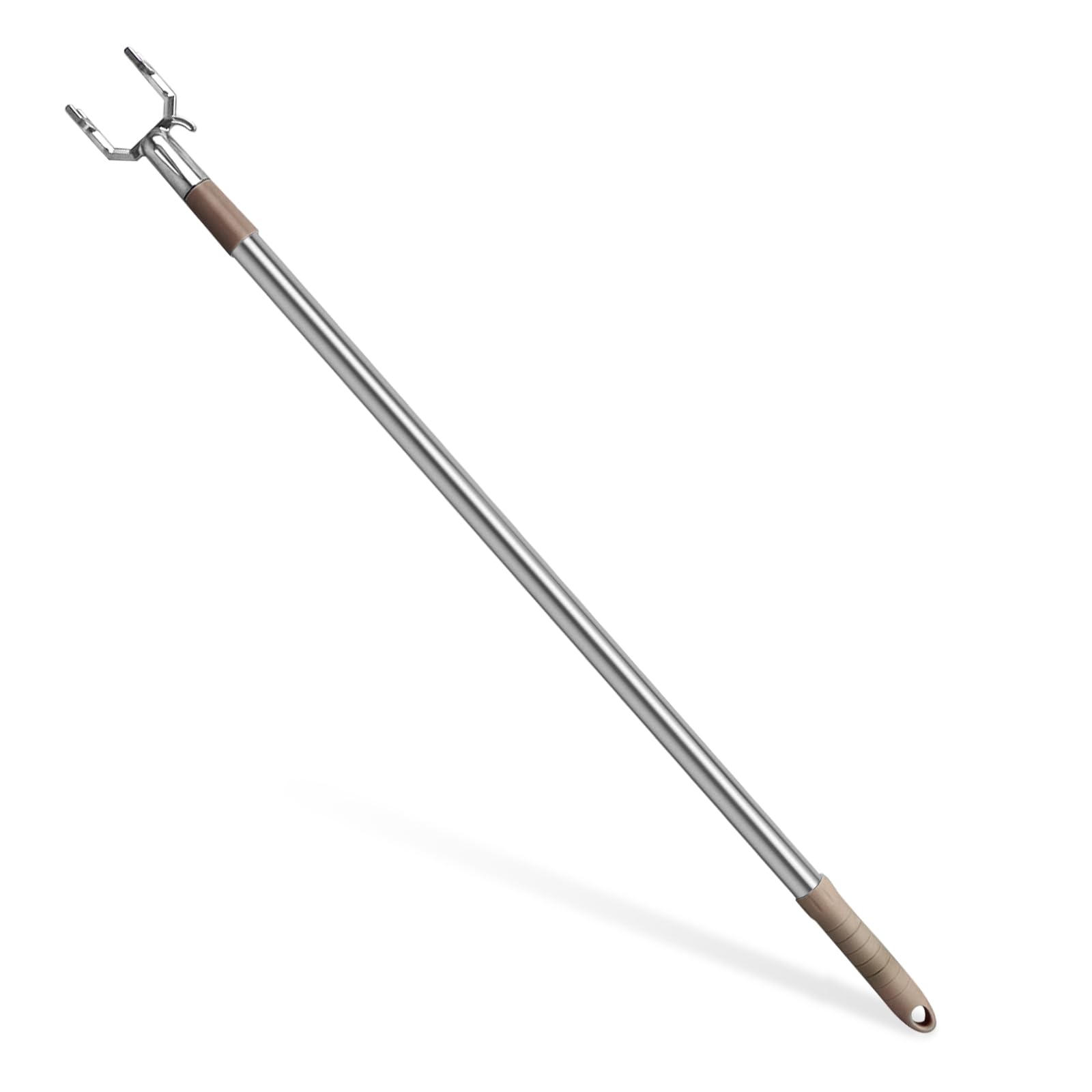 Sturdy & Durable Telescopic Closet Hook - 1.5 Meters (59in) Steel Clothes Pole, Suitable for Wardrobe, Clothes Line & Hanger - Brown