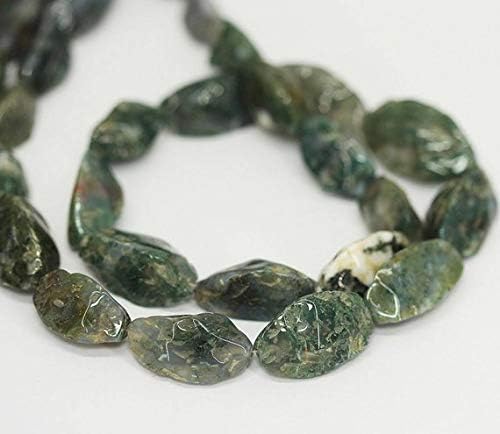 Jewel Beads Natural Beautiful Jewellery Green Moss Agate Rough Hammered Marquise Beads Strand 22" 21mm 28mmCode:- JJBB-2553