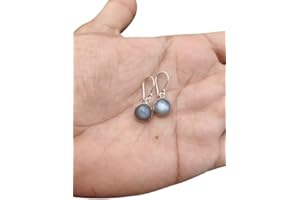 Gray Moonstone Gemstone Earrings for Women, 925 Sterling Silver Dangle Earrings Jewelry Gift for Women Girls Simple Elegant L