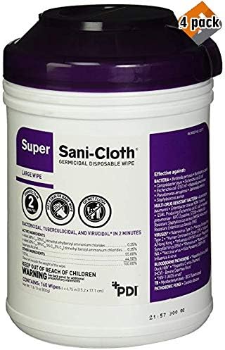 Professional Disposables Surface Disinfectant Super Sani-Cloth Wipes, 160 Count - 4 Pack