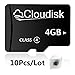 Cloudisk 10Pack 4GB Micro SD Card 4G Memory Card Class4 Wholesale